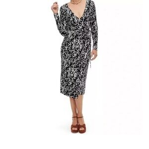 Diane Von Furstenberg X Target Wrap Dress Black Sea Spots Size XS NWT